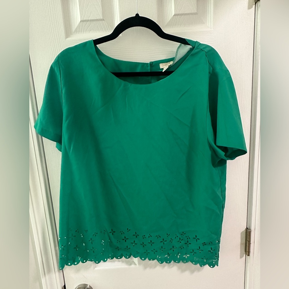 Emerald Crew Neck Green Blouse J. Crew size XL